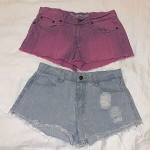 Two pairs of girls So Nikki distressed shorts